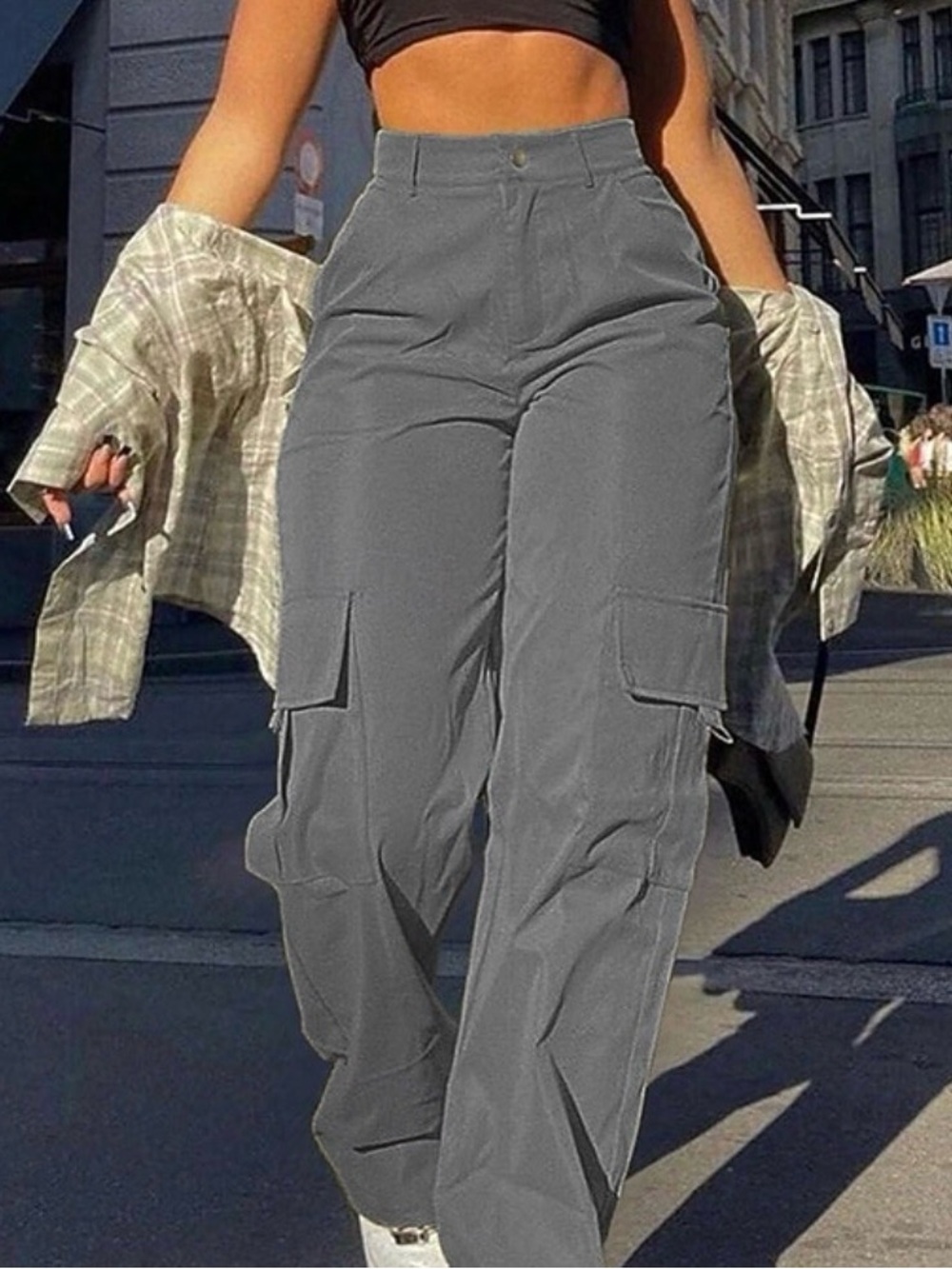 vs Pink Sport -High-Waist Gray Cargo Pants